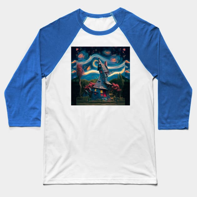 Starry Night Over The Burrow Baseball T-Shirt by Grassroots Green